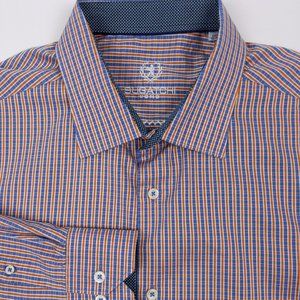 BUGATCHI Men's 17 1/2 - 36/37 Orange Dress Shirt